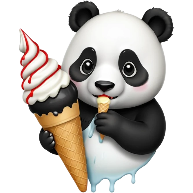 Panda eating ice cream emoji