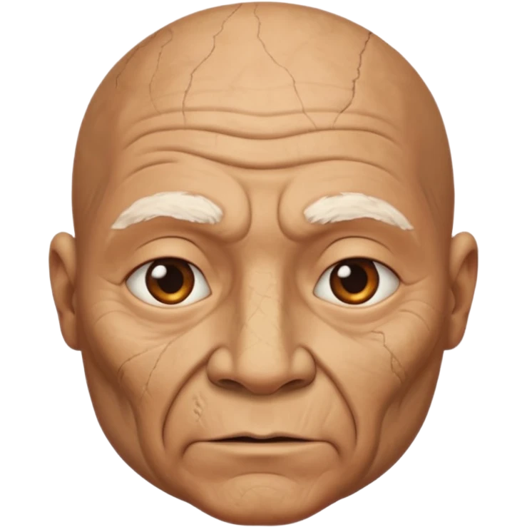 ancient man bold head, tattered animal skin leather emoji