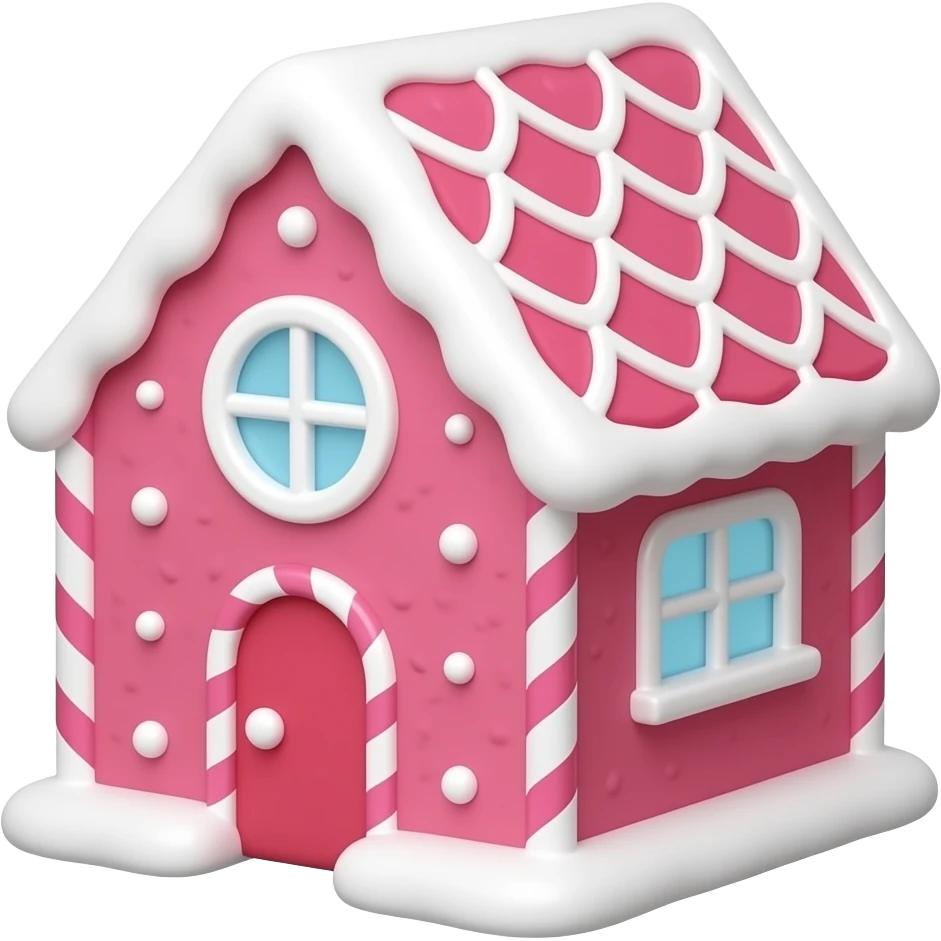 Pink gingerbread house emoji