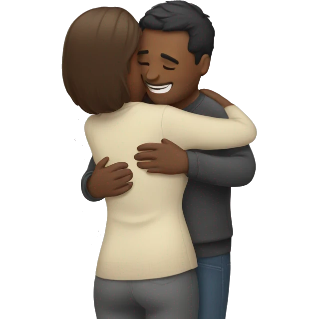 Man hugs woman emoji
