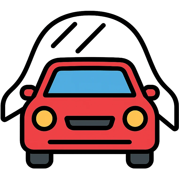 elegant and modern icon of a car covered with a transparent protective film, clean lines and subtle details emoji