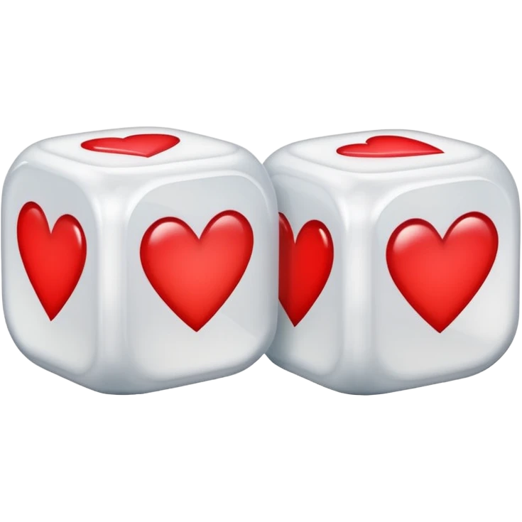 two dices in with red heart details emoji