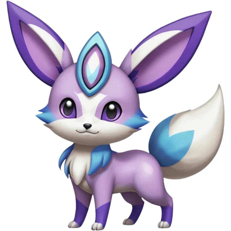 Shiny White with Violet and Indigo markings Meloetta-Eevee-Minccino-Zangoose-Pokémon-Fakémon-fusion-hybrid-creature emoji