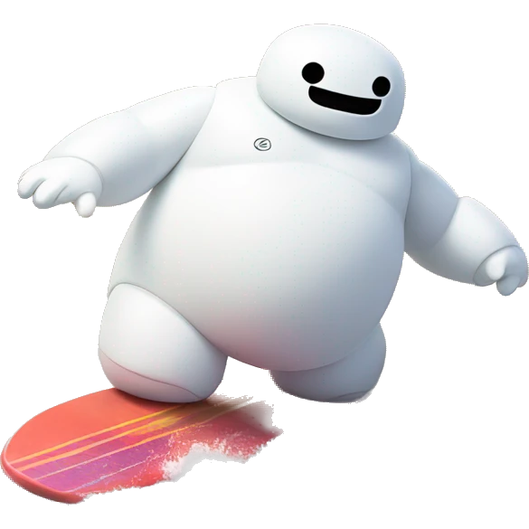 Baymax surfing a wave emoji
