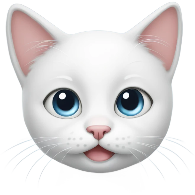 White Cat Blushing with big cute eyes emoji