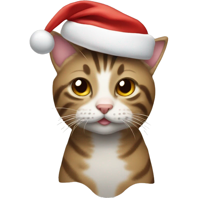 tabby cat wearing santa hat emoji