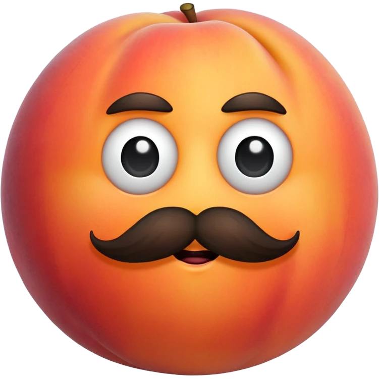 A peach with a mustache, without eyes emoji