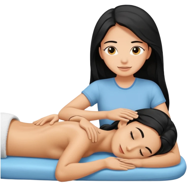 Back massage oil body the hair is long and black emoji
