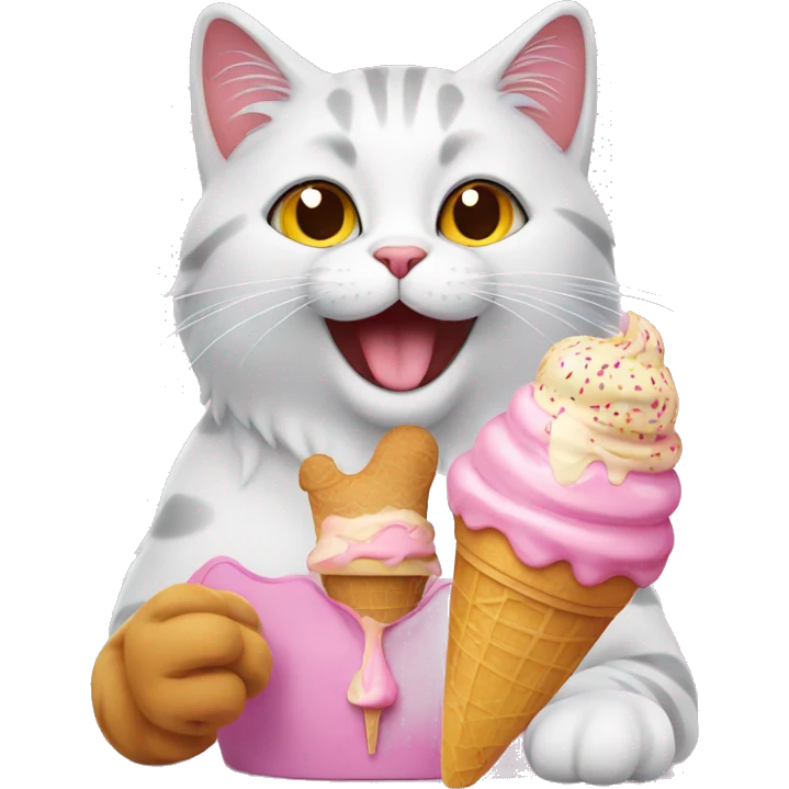 cat enjoying an ice cream emoji