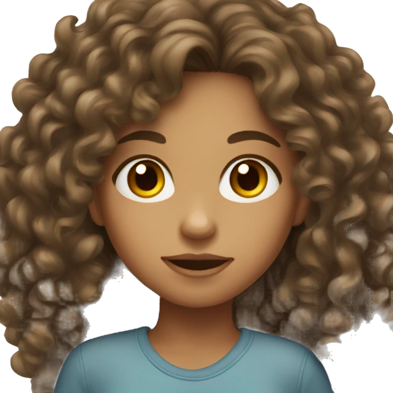 YOUNG Tan skinned girl with long dark brown curly hair emoji
