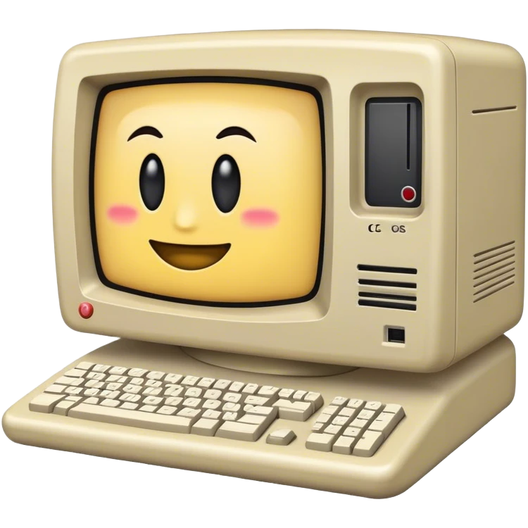 Old computer with c emoji
