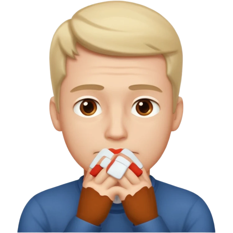 🧍‍♂️ thinking face with hands on chin emoji