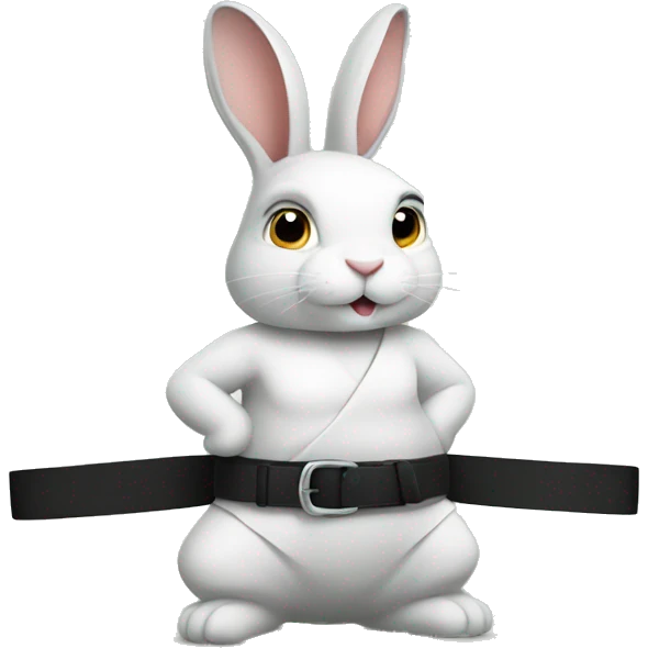 Rabbit wearing a black belt emoji