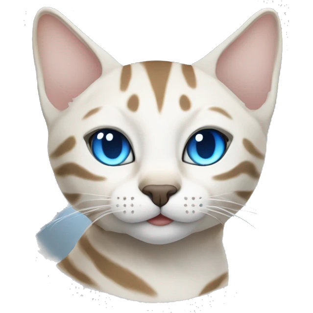 snow bengal cat with light blue eyes, sleeping emoji