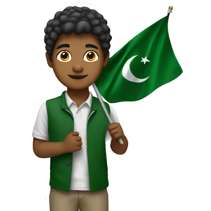 Brown boy holding Pakistan flag emoji