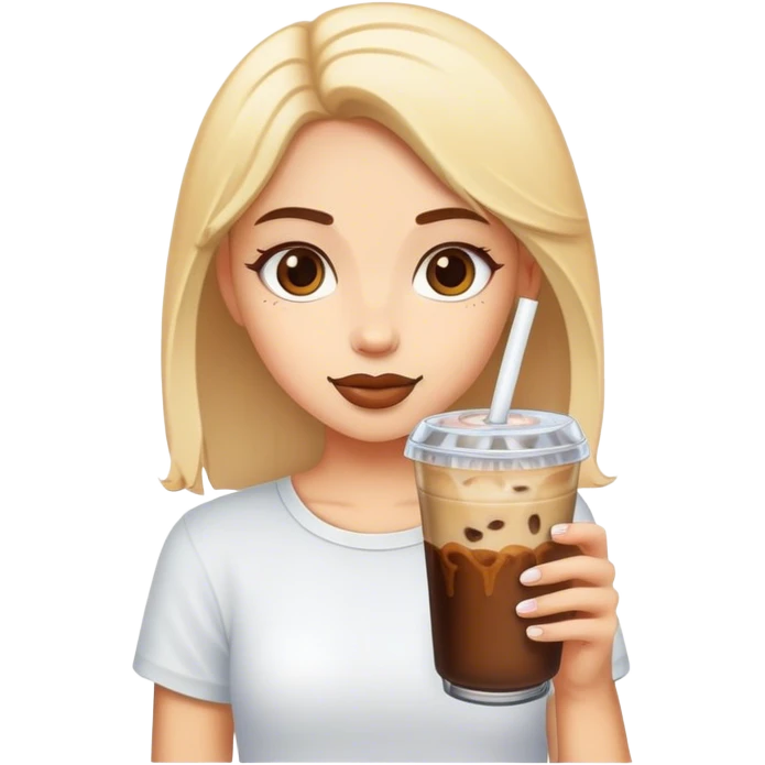 Girl with a iced coffee  emoji