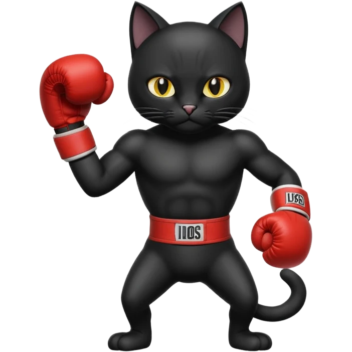 Black cat with boxing gloves emoji