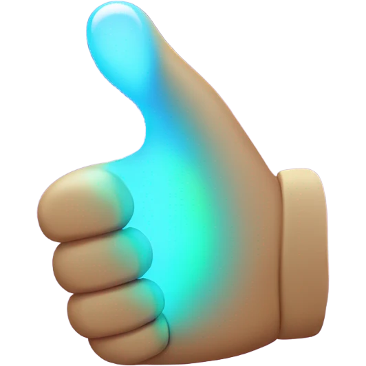 thumb up, glowing, magical style emoji