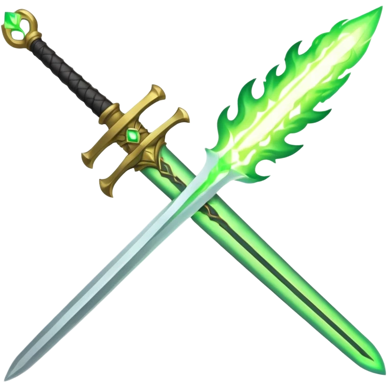 sword burning green flame emoji