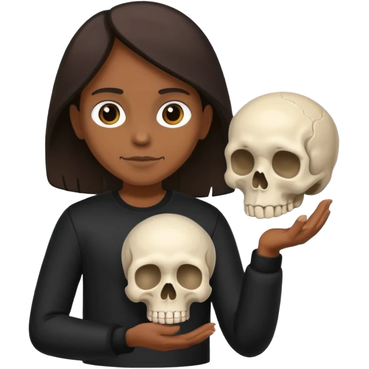 Black clothes fairy brown skin holding a skull emoji