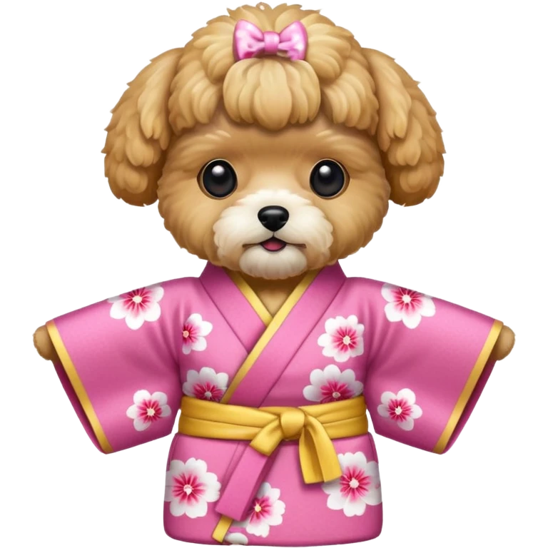 Maltipoo with a pink kimono  emoji