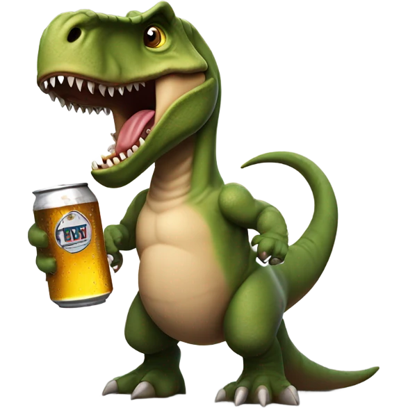 badass T-rex drinking a beer emoji