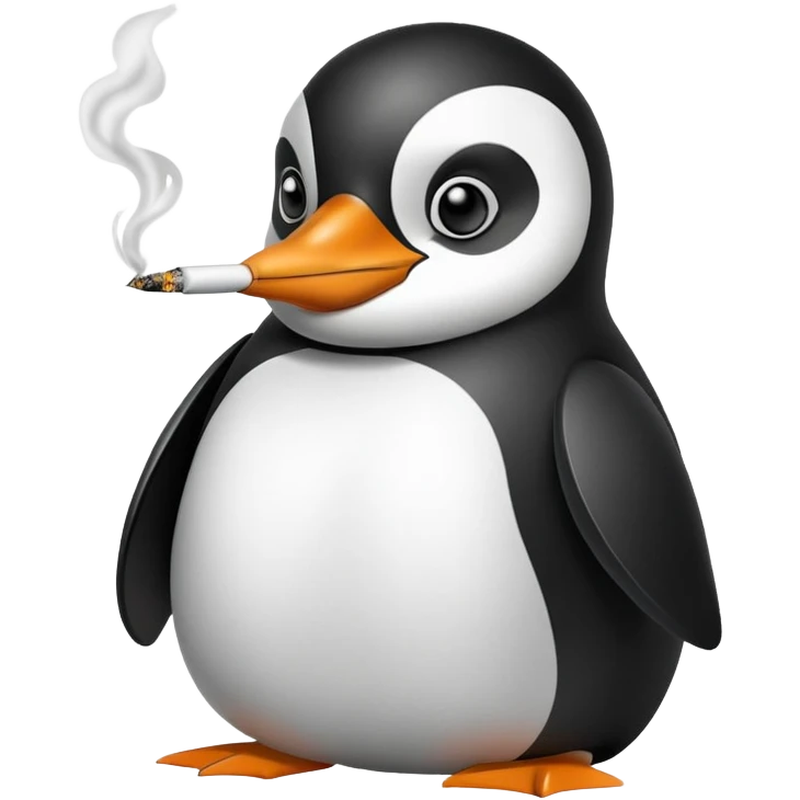 Penguin smoking a joint emoji