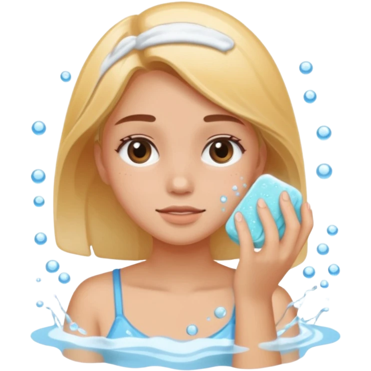 puedes crear un sticker de una chica lavandose la cara emoji