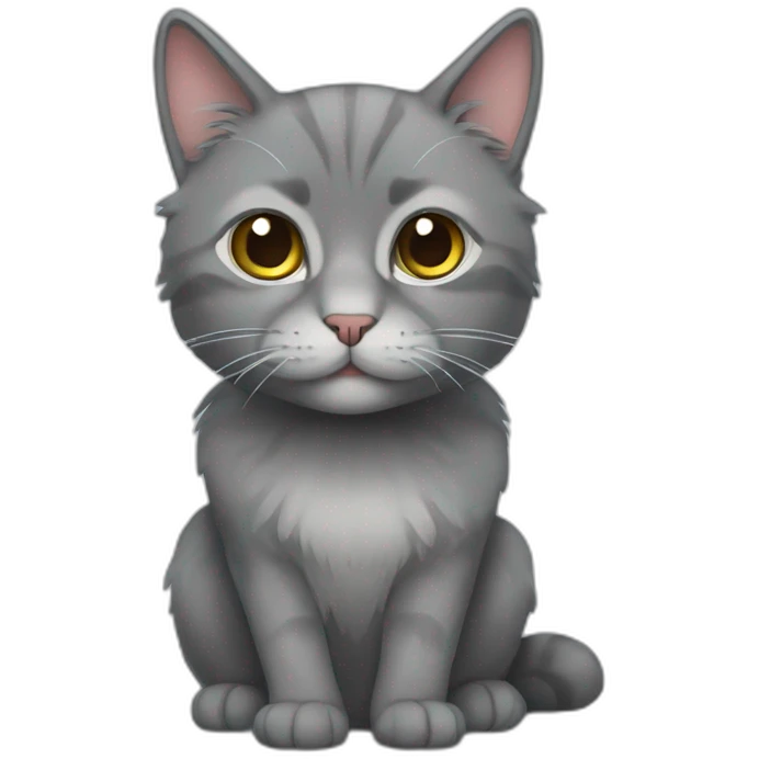 Grey fluffy cat hailand straight emoji