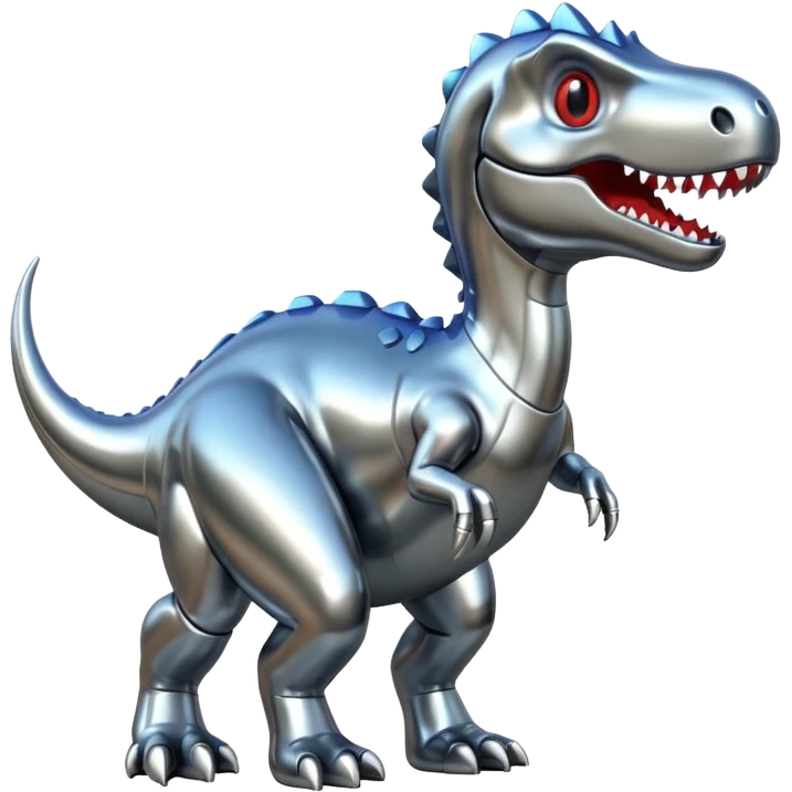 Chrome metallic dinosaur  emoji
