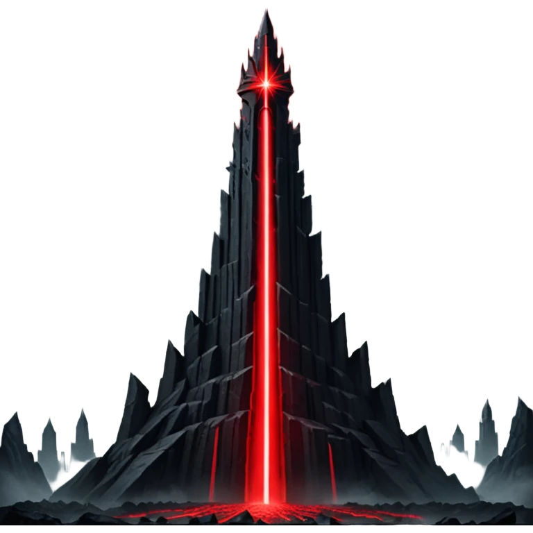 Barad Dúr from Lord of the Rings, Dark, giant Tower, with red laser beams shooting into the sky emoji