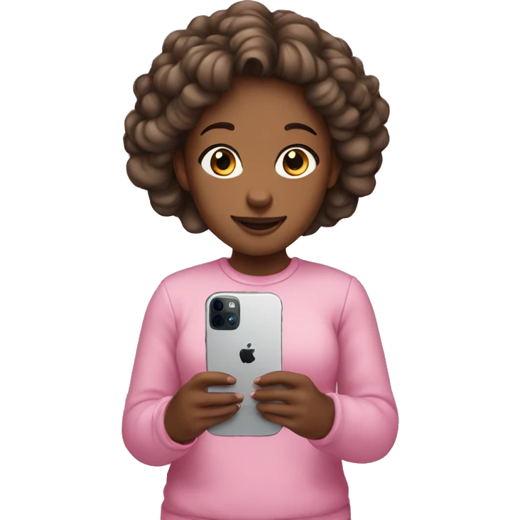 Girl holding a iPhone 15 pink emoji