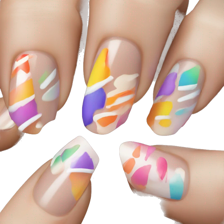 Colorful French tip nails emoji