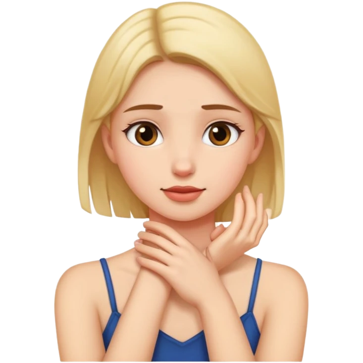 girl putting her hand on her neck emoji