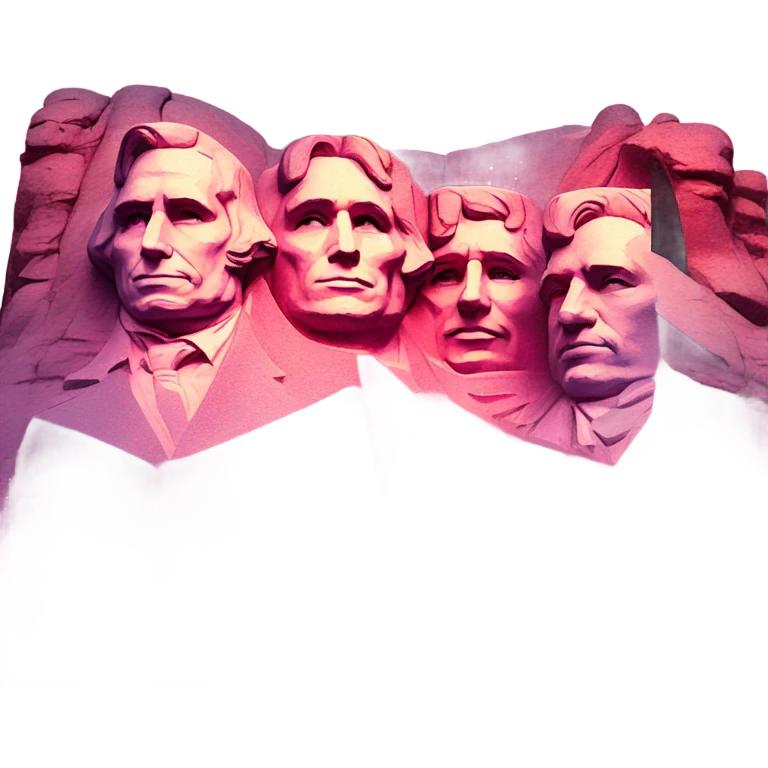 Pink ombre Mount Rushmore with glitter emoji