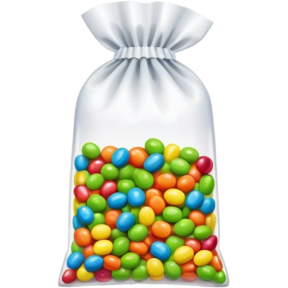 An open Skittles candy bag with green Skittles scattered around it. Colorful rainbow packaging and minimalist design. emoji