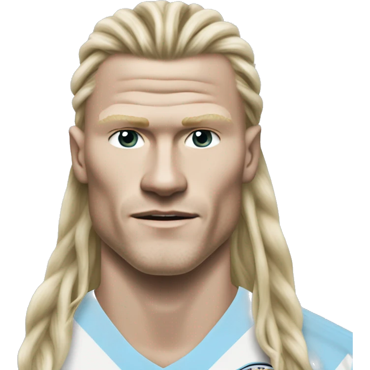 Erling Haaland with long hairs Manchester City emoji