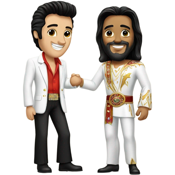 Elvis and Jesus shaking hands emoji