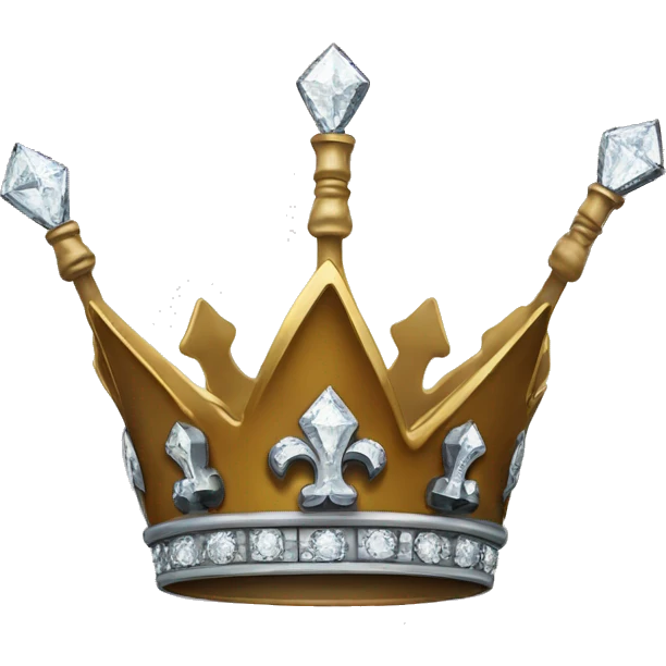 Crown with clubs, spades, and diamond symbol on it emoji