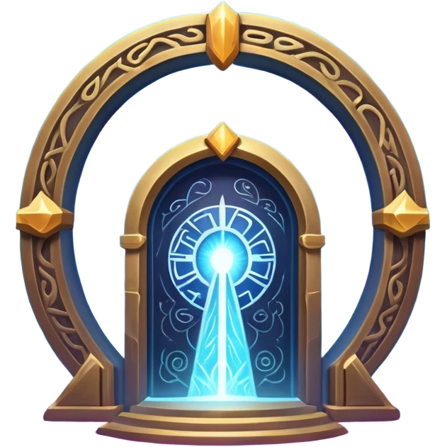 universe gate object icon, gigantic cosmic portal doorway, swirling galaxy energy inside, glowing starry aura, mystical space runes, fantasy sci-fi style, 3D cartoon, mobile game icon style, centered, clean background, no text, no watermark emoji