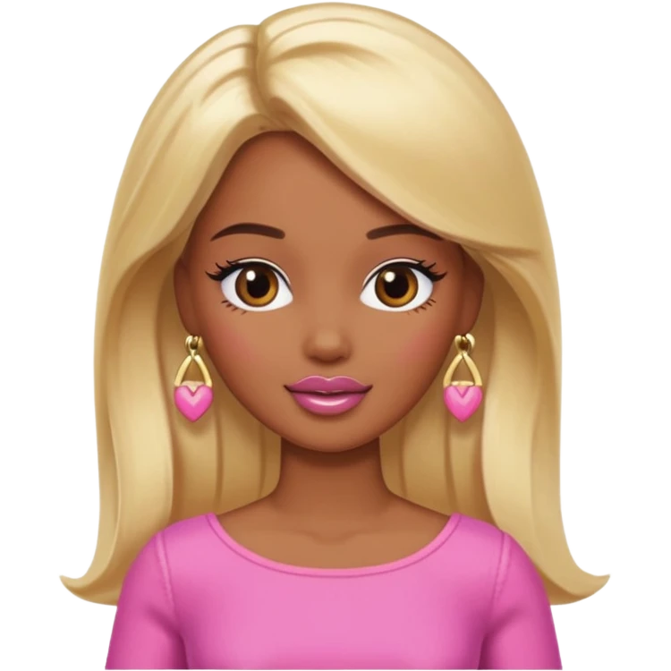 Brown skin blonde Barbie blushing emoji