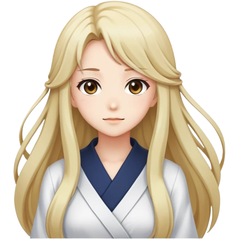 Anime girl with full figure, long hair, tasteful design emoji