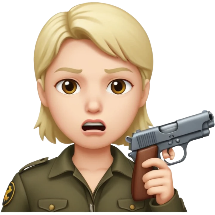Gun pointing at a person’s mouth emoji