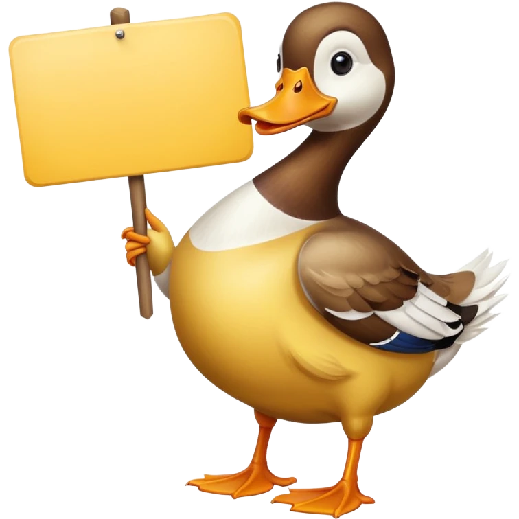 Duck holding large blank sign emoji