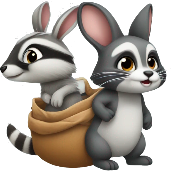 Bunny and raccoon have baby emoji