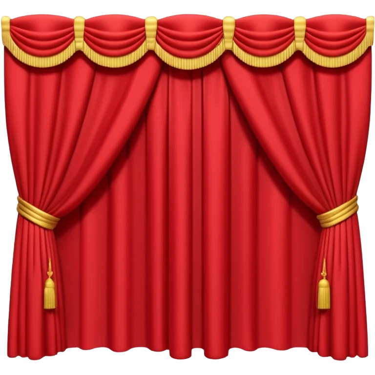 A 3D emoji of red theater curtains in , slightly parted in the middle with soft folds. Glossy, smooth texture, minimal Apple-style rendering, isolated on a white background.




 emoji