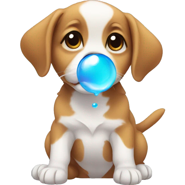 puppy blowing a bubble emoji