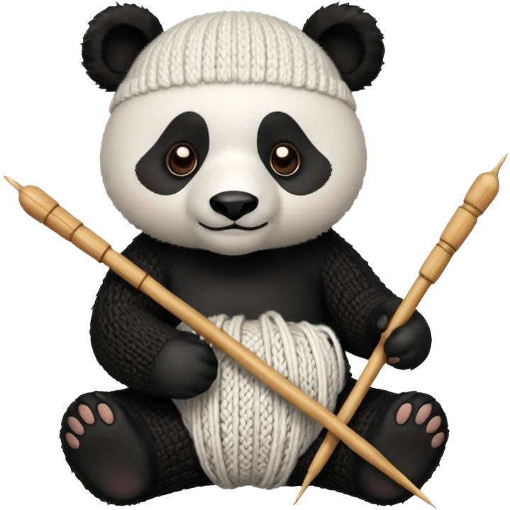 panda creating knitting emoji