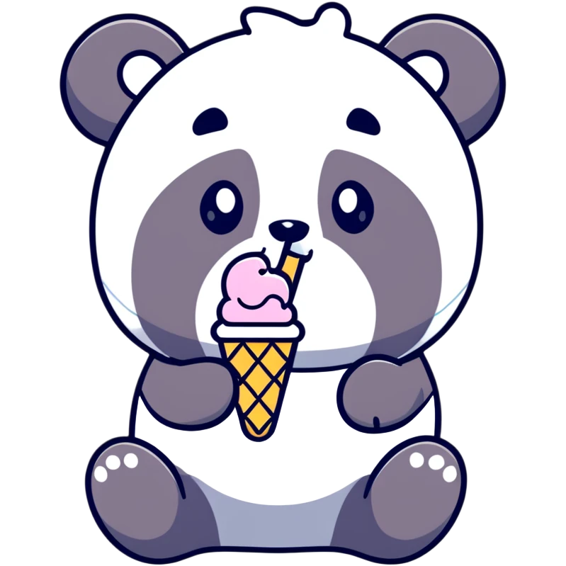 Panda eating ice cream emoji