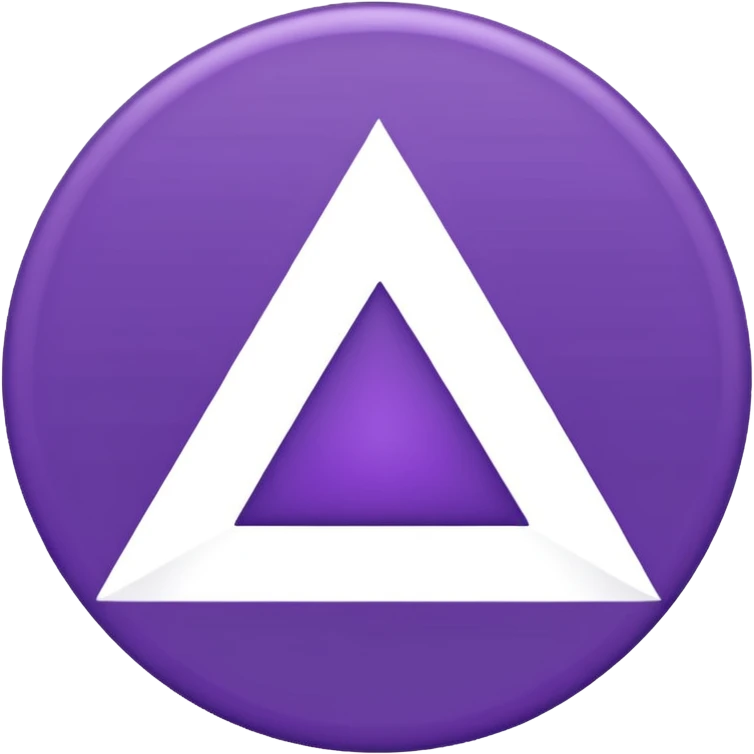 Solid purple circle with a white triangle facing to the right in the middle emoji